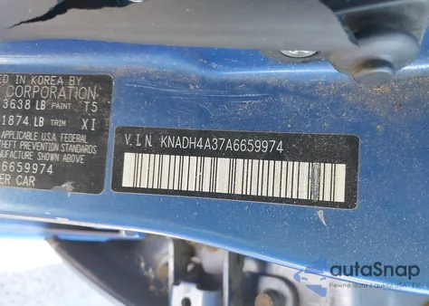 2010 Kia Rio Lx from USA, damaged, VIN KNADH4A37A6659974